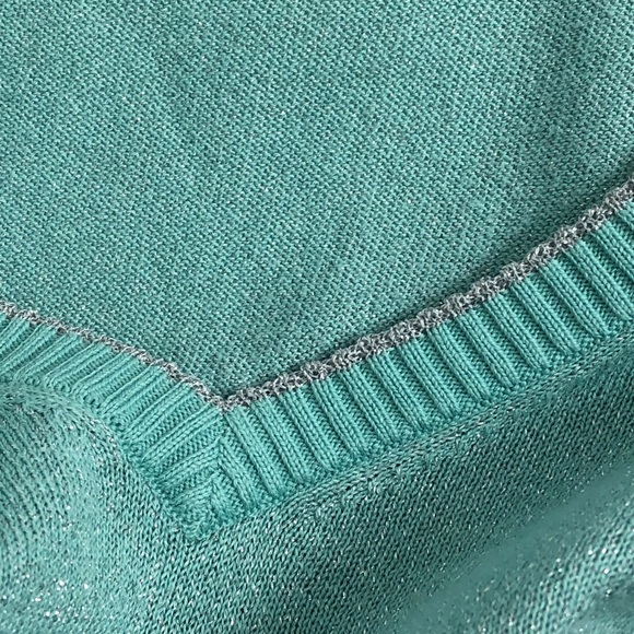 Brooks Brothers 346 Metallic Mint V-Neck Sweater - Picture 4 of 8